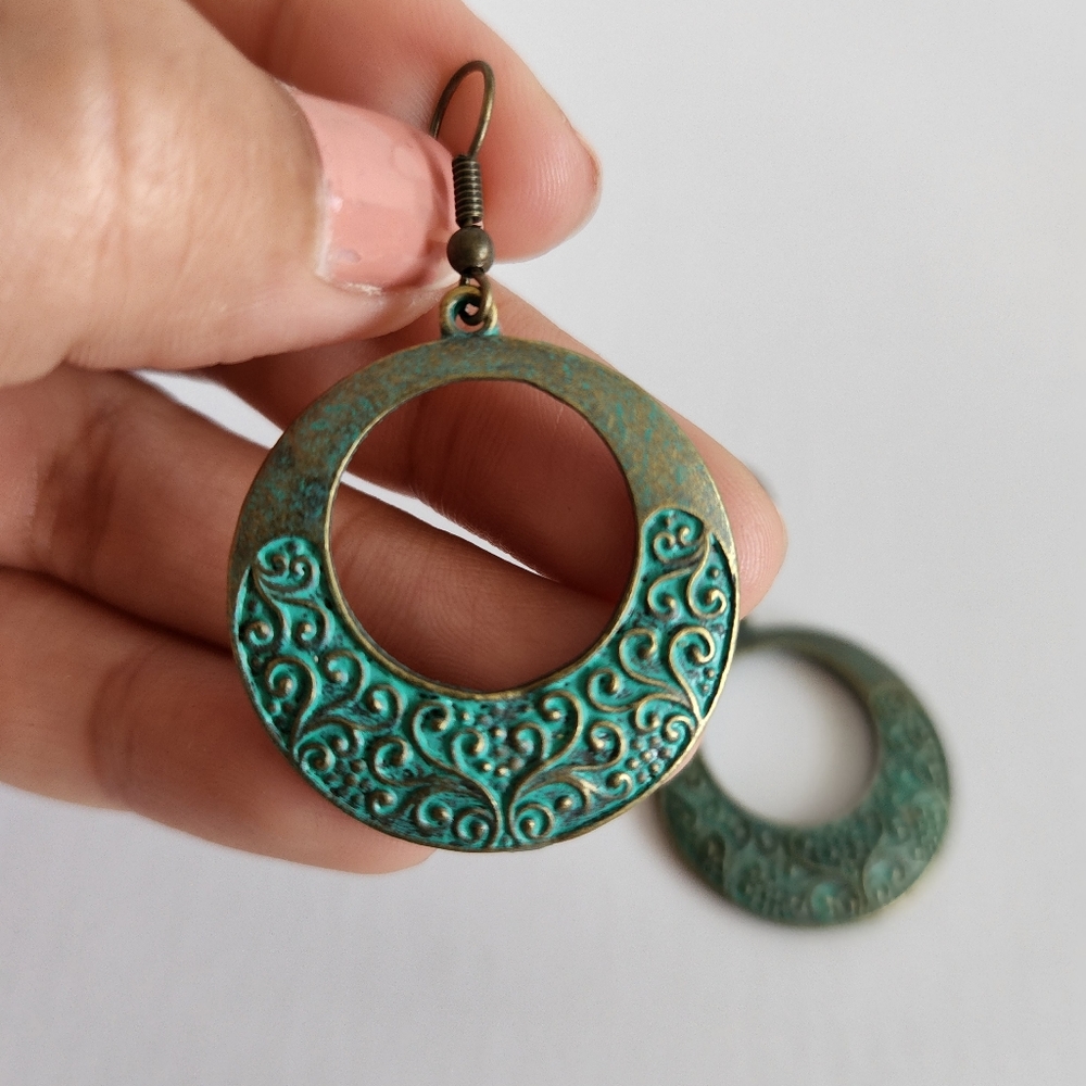 Retro style round, Cyan earrings, Women Fashion Jewelry